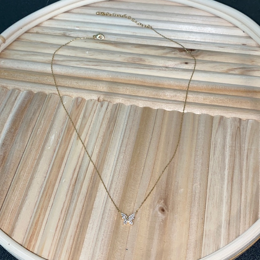 14 karat gold plated butterfly necklace